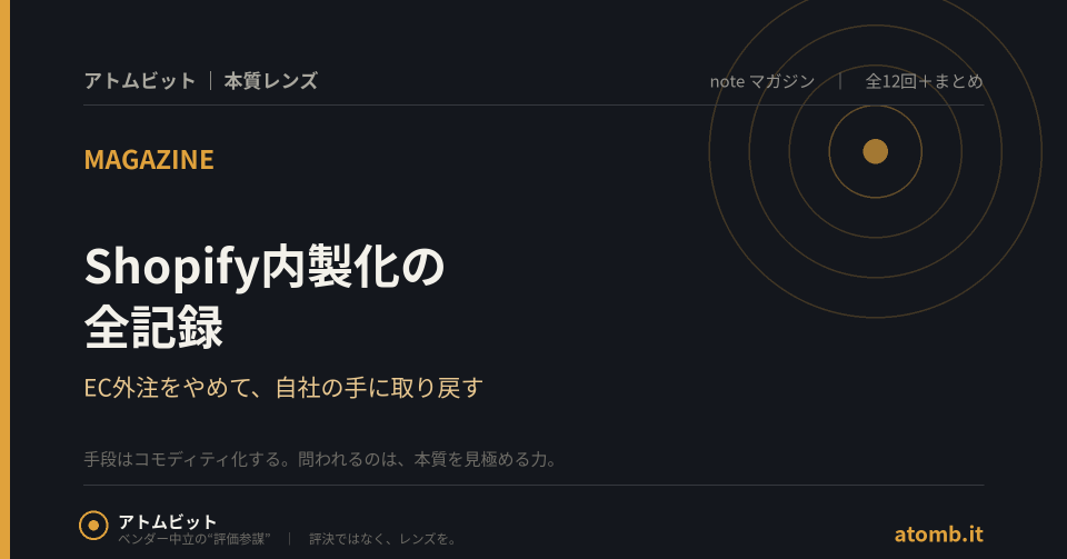 Shopify内製化の全記録（全12回）連載カバー